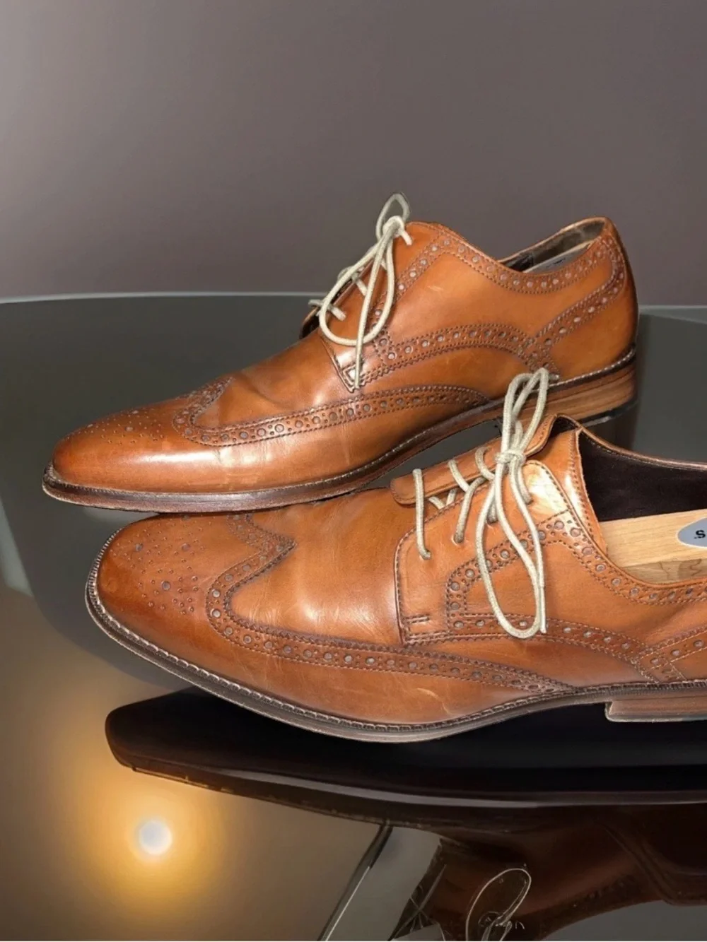 Cole Haan Leather Wingtip Dress Oxfords in Brown Men's Size 11 Shoe